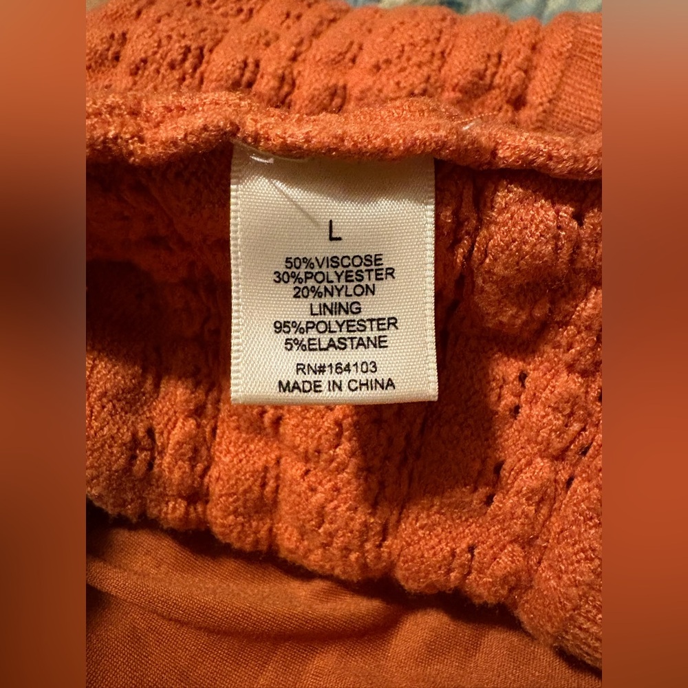 Emma & Posh Orange Crochet Knit Skirt Tie Banded Summer size Large - Picture 5 of 6